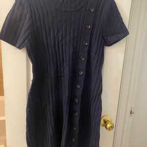 Elegant Navy Button-Down knit Dress